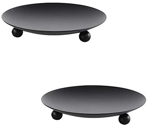 NO 2 Pcs Bandejas para Candelabros, Decoración de Platos para Velas, Candelabro de Pie, Decoración para Cenas a la luz de Las Velas en el Hogar para San Valentín y Navidad (Negro)