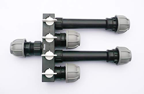 Farm & Field Hardware MDPE Compression Pipe Joiner/Splitter. 4-Way with Switched Manifold (25 mm MDPE)