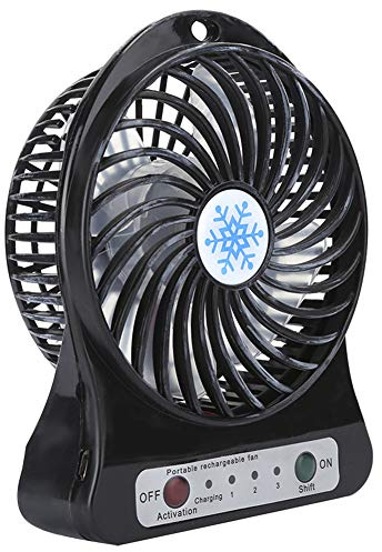 Mini Ventilateur de Table, Ventilateur de Sièges D'auto pour Lit de Bébé Réglable à 3 Vitesses, Petit Ventilateur à Batterie Rechargeable USB, pour D'été(Noir)
