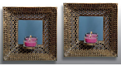 2er Set Wandkerzenhalter mit Spiegel