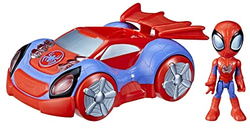 Hasbro Marvel Spidey e i suoi fantastici amici, veicolo Web-Crawler con tecnologia Glow Tech, giocattolo per età prescolare con luci e suoni, dai 3 anni in su