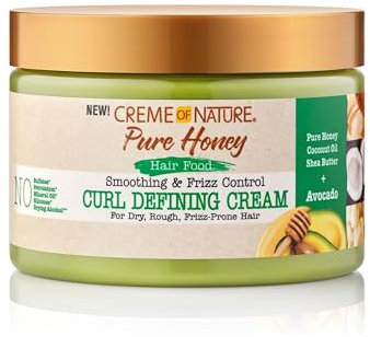 Creme of Nature, Pure Honey Hair Food Aguacate, crema de peinado con aceite de aguacate y miel, define y nutre los rizos, cuidado del cabello rizado y encrespado, sin aclarado, 326ml