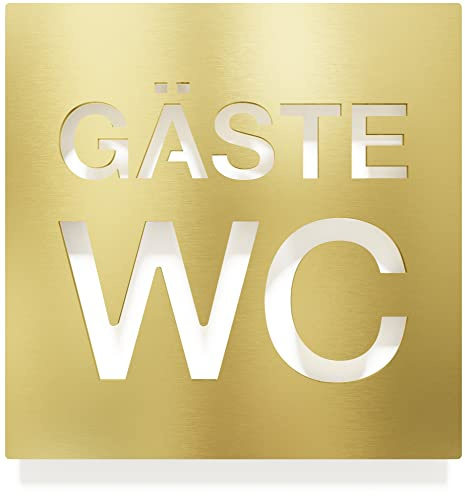 Messing WC-Schild Gäste - selbstklebend & matt gebürstet - Design Toiletten-Schild W-08-M