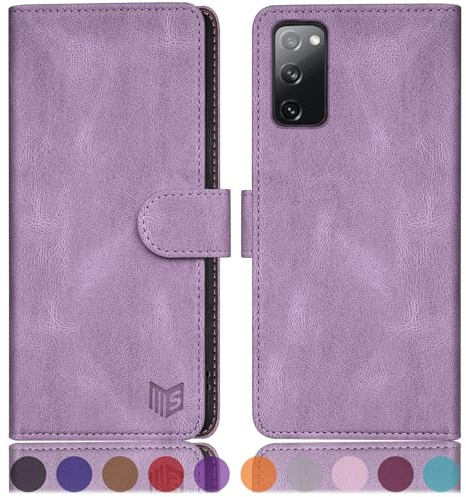 SUANPOT [RFID Schutz für Samsung Galaxy S20 FE hülle PU Leder handyhülle Lederhülle klapphülle Kartenfach Flip Phone Case Cover für Samsung S20 FE Handy hülle Phone case coverFlieder Lila