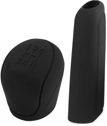 TUKNN Copertura Silicone Della Leva Cambio, Copertura Del Freno A Mano in Silicone per Auto, Pomello del Cambio Marce Accessori, Resistente All'usura, per Decorazione Auto 2 Pezzi (Nero)