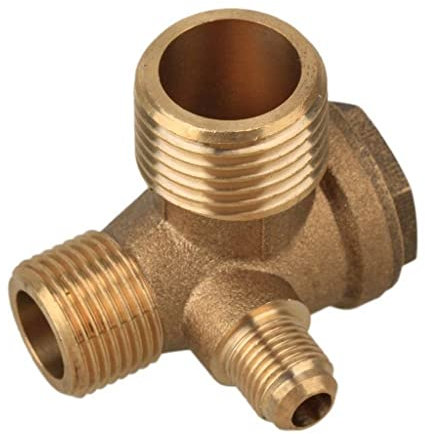 feedal Thread 3-Way Air Compressor Valve Male Threaded 90 Degree Brass Non-Return Check Valve Spare Parts Air-Compressor Accessories Tube Connector Tool