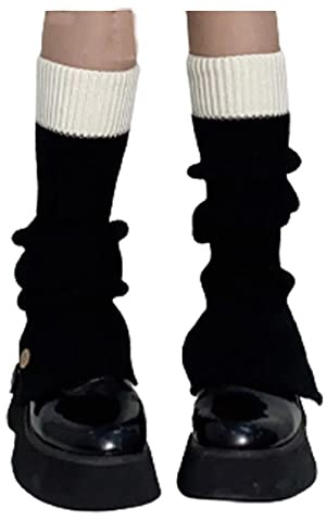 Longyangqk Chauffe-jambes pour femmes 80s 90s Harajuku Kawaii Talons hauts Bottes Warm Fuzzy Leg Cover Partywear Clubwear