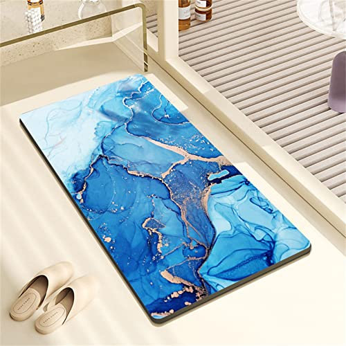 LZRYYBZ Tapis de Bain en Pierre de diatomite antidérapant Anti moisissure sèche Rapide à diatomées en Fil d’Or marbre en Pierre Tapis de Bain Absorbant en Caoutchouc Tapis de Bain 40x60cm