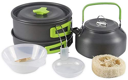 RWRAPS Kit di pentole da Campeggio Set da Cucina Stoviglie da Viaggio Attrezzatura da Turismo per Picnic all'aperto