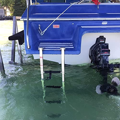 Klappbar Boot Poolleiter 3-Stufen-Klappleiter For Boote, Robuste Schwimmbad-/Außenbord-Verlängerungsleiter, Edelstahl-Pontonleiter For Schwere Beanspruchung, Teleskopleiter, Hintereingangs-Innenbordle