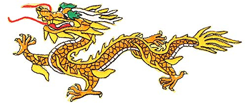 HERCHR Goldener Drachen-Aufnäher, 2er-Pack, Bestickte Applikationen Mit Chinesischem Drachen, Dekoratives Tiermuster, Zum Aufnähen Und Aufbügeln Für Kleidung, Jeans