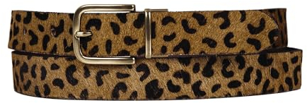Lucky Brand Damen Leather Bold Fashion Statement Belts Gürtel, Wendbares Leder, Braun/Leopardenmuster, S