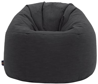 Loft 25 Runde Sitzsack Stuhl für Erwachsene | Indoor Wohnzimmer Gaming Sitzsack | Langlebig Sitzsäcke mit Füllung, Sitzkissen | Ergonomisches Design zur Unterstützung der Körperhaltung (Holzkohle)