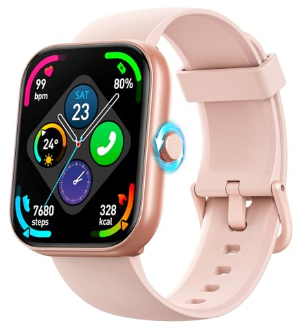 Smartwatch Herren Damen mit Telefonfunktion Alexa Integriert -Fitnessuhr 110+ Sportmodi &IP68-1,91 Schrittzähler Uhr für Android iOS Armbanduhr mit Pulsmesser SpO2 Stress Schlafmonitor -Rosa