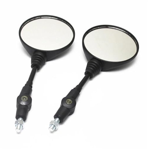 Motorradspiegel 2PCS Motorrad Schwarz Universal 10mm Seite Spiegel Rückspiegel Anti-herbst Falten Runde Spiegel Aluminium Legierung Motorrad Rückspiegel
