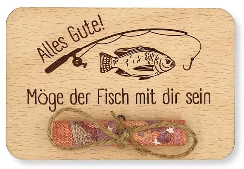 ZUKLA kleine Verpackung für Geldgeschenke 12 x 8 cm - Geschenk für Angler - Geldgeschenk Verpackung Holz - Handmade - Geschenkgutschein