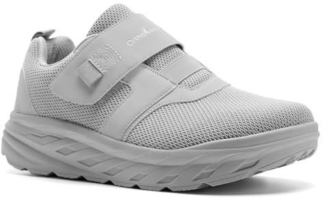 Men's Orthopedic Diabetic Wide Walking Shoes: Breathable Cushion Plantar Fasciitis Ball of Foot Pain Shock Absorber Shoes, Casual Arch Support Neuropathy Ankle Pain Slip-Ons Loafers Gray Size 10.5