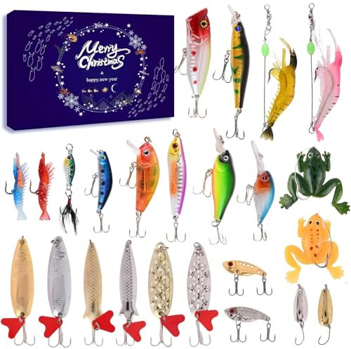 Lihome Fishing Advent Calendar 2026 – 24-Day Fishing Lure Set, for Men, Boys, Dads, and Fishermen – Freshwater and Saltwater Fishing GEA