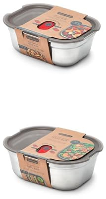 Bundle of BLACK+BLUM - 2 Small & 1 Large Lunch Boxes - Microwavable, Plastic-Free, Stainless Steel with Leak-Proof, Airtight Lockable Lids - Safe for Microwave, Dishwasher & Oven - Small 600ml + Large