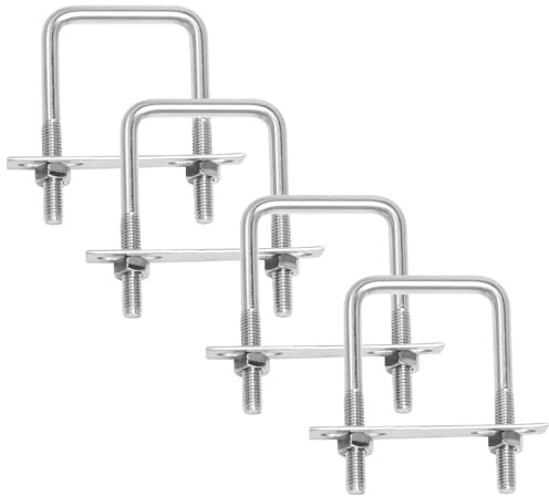 4 viti da stiro M8 quadrate a U per box da tetto con staffa a U morsetto per tubo quadrato da 60 x 100 mm, staffa a U per tetto con dadi e piastra di telaio a U