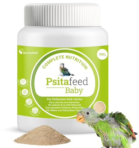 Papilla Nutritiva para Crías de Psitácidas 500g - Papilla de Cría para Loros, Guacamayos, Agapornis, Ninfas, Canarios y Gorriones - Estimula el Crecimiento y la Reproducción - Psitafeed Baby