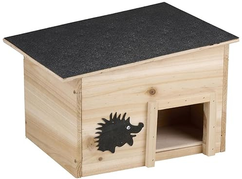 URBNLIVING - Abri en bois pour hérissons de jardin - Refuge nature avec toit - Abri naturel - Anti-prédateurs - Intérieur et extérieur - Habitat faunique toutes saisons