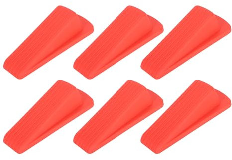 Tope de Cuña para Puerta TPR Flexible, Paquete de 6, Se Adapta a Puertas de hasta 1,2 Pulgadas, Goma Antideslizante, Uso en Interiores y Exteriores con Azulejos de Vidrio de (rojo)