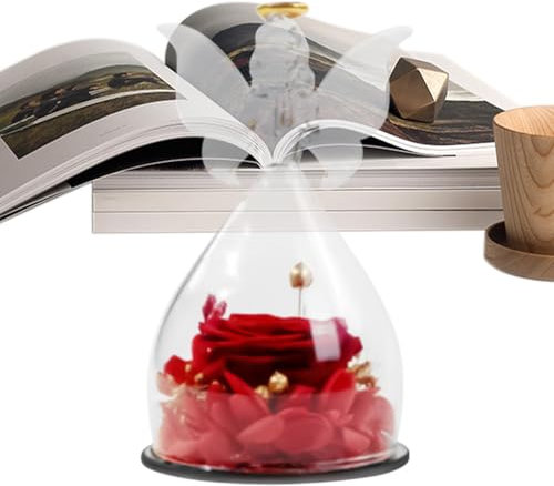 Rosa preservata - Figura di angelo - Rosa reale | Copertura in fatta a mano, decorazione floreale rosa per sempre, San, festa della mamma, Natale, regalo di compleanno