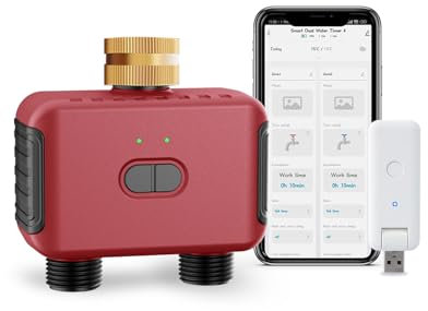 GIEX WI-FI - Timer per irrigazione a 2 zone, regolatore intelligente per irrigazione da giardino, compatibile con app TUYA e Smart Life