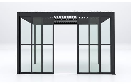 Milani Home - laterale in policarbonato per pergola bioclimatica, 370 x 3 x 238 cm, antracite
