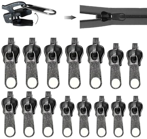 JRYXDS 15 Stück Reissverschluss Reparatur Set Ersatz Abnehmbare Reißverschluss Zipper Universal Reißverschluss Reparatur Set Für Kleidung, Rucksack Gepäck Schlafsack