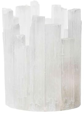 NKlaus Selenit selenit Stein für Kerzen, 8 cm Teelichthalter, 2 Stück | für Meditation; Gewicht: 770g; Höhe: 11cm; Durchmesser: 8cm; 11 x 8 cm; 770g; 11cm; 8cm; teelicht halter magisch