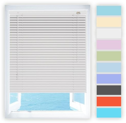 Veneziane da Interno Senza Forare Tende Veneziana in Alluminio Lamelle 2.5cm, su Misura 25 45 50 70 90 120 165cm, Orizzontali Oscurante Isolamento Termico Tapparelle per Finestre per Ufficio Casa(Silv