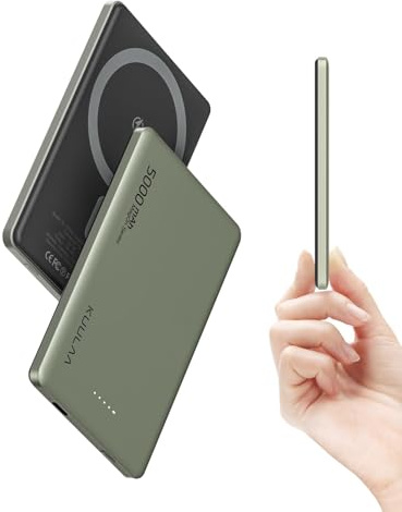 Ultra Slim Magsafe powerbank 5 000 mAh, 8 mm magnetisk trådlös ultratunn powerbank, externa batterier PD 20 W USB-C snabbladdning, induktiv bärbar laddare för iPhone 16/15/14-serien (titan)