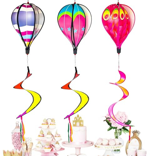Sionhiuo Girouettes Décoratives pour Jardin | Déco Montgolfières 3 Pièces - Décoration Gonflable pour Jardin Fêtes d'halloween et Anniversaires