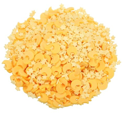 sourcing map Fake Sprinkles, 100G Star Moon Resin Fake Candy Sugar Faux Sprinkles Polymer Clay Slices for Nail Art DIY Crafts Cake Phone Case Shaker Card Filler, Yellow/Light Yellow