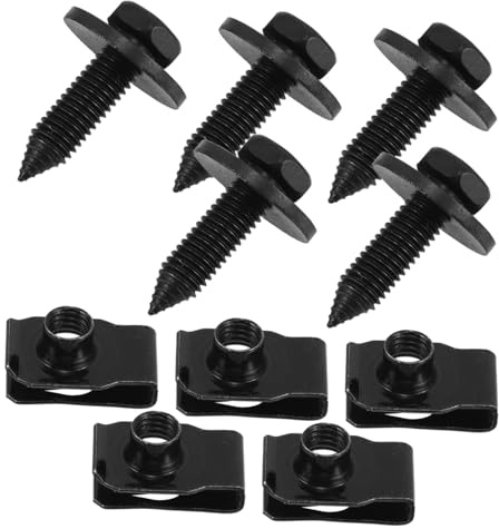 TOGEVAL 10 Pièces Boulons et Clips Écrou U Acier Robuste pour Fixation Carrosserie Voiture Montage Tableau de Bord et Panneaux Portes Multi Spécifications pour Usage Automobile