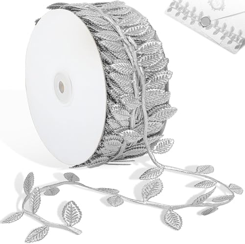18m Vides Artificial Hojas Simulación Guirnaldas,Christmas Garland Espumillón para Árbol para Bricolaje Artesanía Fiesta de Bodas en Casa Jardín (Plata)