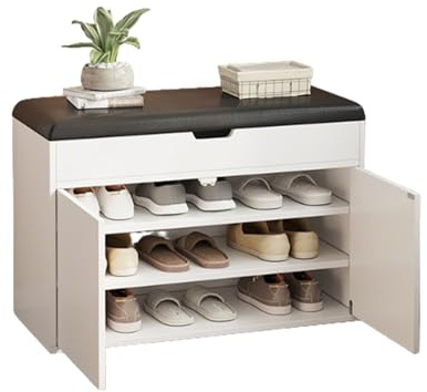 Ukkajovlex Pequeño Zapatero Puertas con Tapa 60/80/100cm Ancho Zapateras para Guardar Zapatos Puerta Zapatero Bajo Y Estrecho 2/3 Niveles Apertura con Un Solo Toque Baul con Asiento(80x30x39cm)
