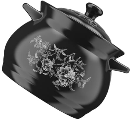 Hemobllo Cazuela de Barro 2L para Cocina Olla para Guisar y Hacer Sopa Ecológica Revestimiento Asas Dobles Adecuada para Preparar Postres y Estofados