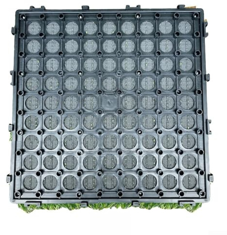 Oniissy Lot de 5 dalles de gazon artificiel emboîtables avec design auto-drainant pour jardin, terrasse et espaces extérieurs – Gazon en plastique vert 30 x 30 cm