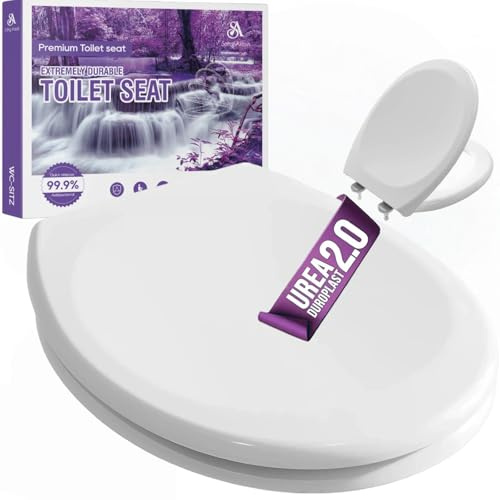Toalettlock med automatisk sänkning, oval, enkel montering – antibakteriell och UV-resistent | Quick-release-funktion | uredehyd-material, toalettlock, toalettsits, hållbar