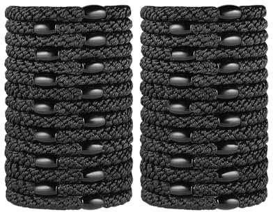 ALONK 30 Stück Haargummi Herren, Elastizität Nylongeweb Woven Haargummi mit 4-Wege-Stretch für Dickes Lockiges ＆ Kurzes Haar