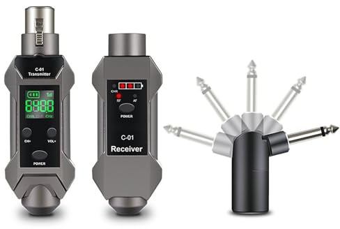 ERYUEl de Transmisor y Receptor XLR Inalámbrico Convierte un Micrófono con Cable en Inalámbrico de Alta Claridad para Lugares Grandes Compatible con Micrófonos Dinámicos y Condensador