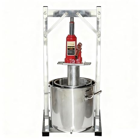 Pressa manuale per succhi – Pressa per frutta in acciaio inox da 9,51 galloni con martinetto idraulico per la produzione di sidro, uva, mela, carota, arancia, bacche, verdure