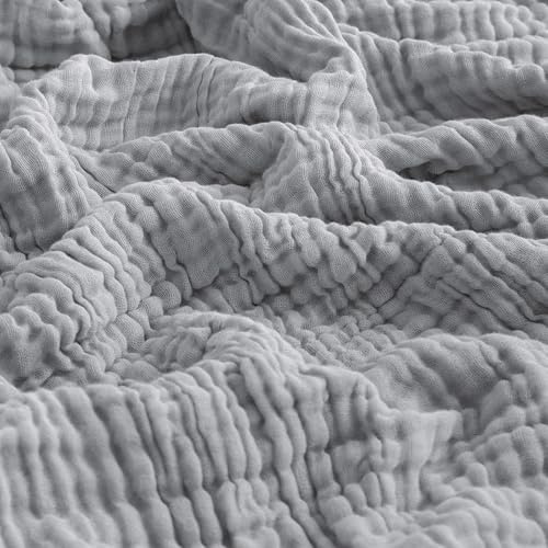 YBOEG Muslin Decke Erwachsene Sommer, Muslindecke Sommer Erwachsene, Sanfte Muslin Decke 6 Lagig, Lightweight Breathable Muslin Blanket in Groß für Sofa, Bett, Sessel (Grau,150×200 cm)