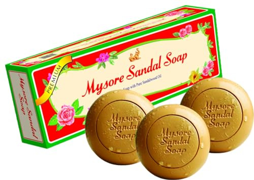 Mysore Pure Natural Sandalwood Oil Ayurvedic Soap - 3 x 150g bars in 1 gift pack