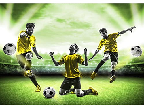 Runa Art Photo Wallpaper Football Stadium 352 x 250 cm Non-Woven Wall Art XXL Moderne Living Room Bedroom Green Yellow 9049011b