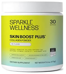 Sparkle Wellness VERISOL Bioactive Hydrolyzed Collagen Peptides | Collagen Powder Supplement with Vitamin C & Hyaluronic Acid for Hair, Skin, and Nail Health | Skin Boost Plus (No Flavor) [30-Serves]