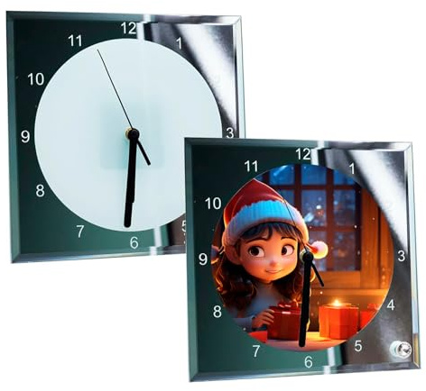 H-E 20pcs/CTN * 7.8 x 7.8 Sublimation Blank Clock Glass Photo Frame DIY Decor Heat Press Clock - In US Stock